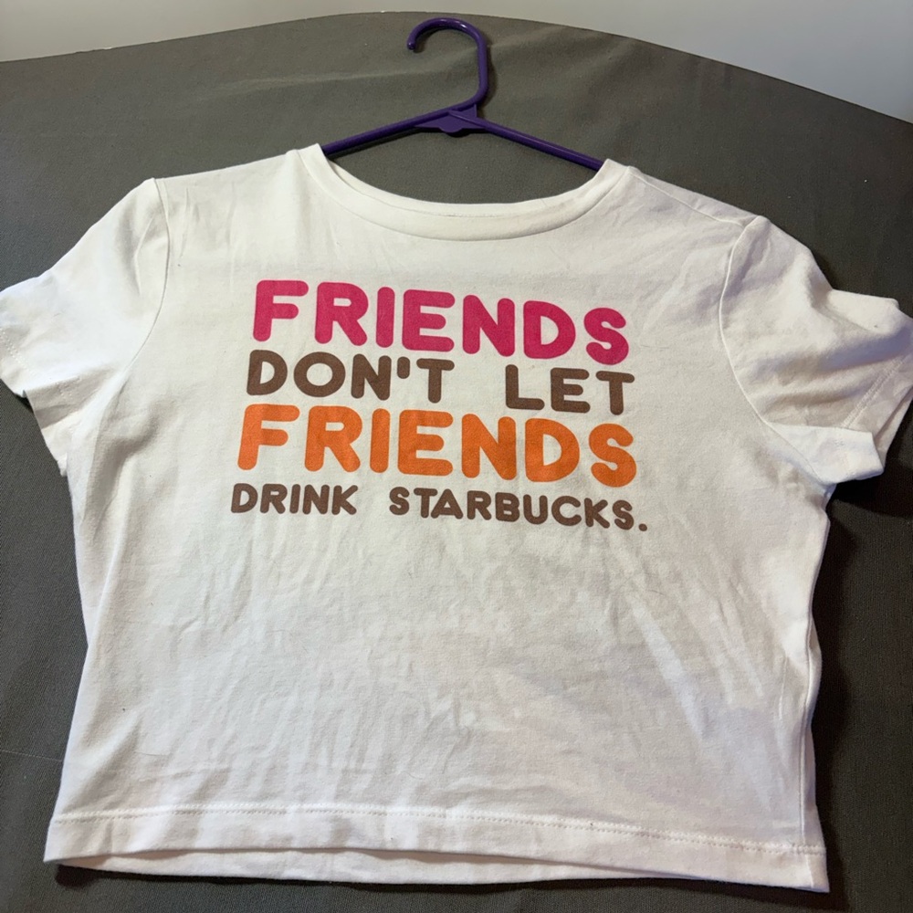 Dunkin Donuts Friends Don’t Let Friends Drink Starbucks White Tee Wild Fable